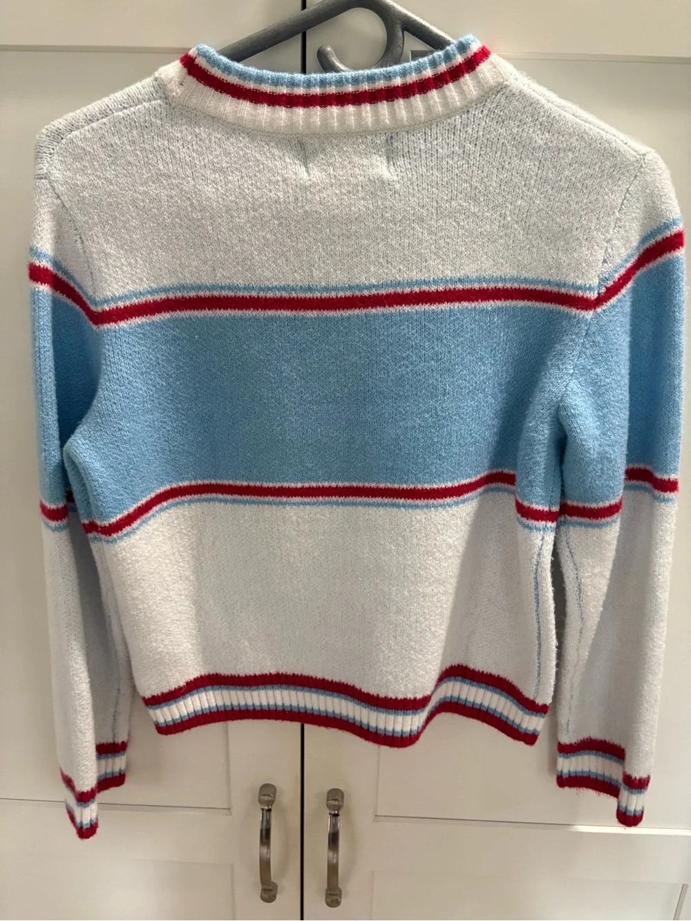 Old Navy Light Blue, White & Red 'Ski Ya Later' Crewneck Sweater